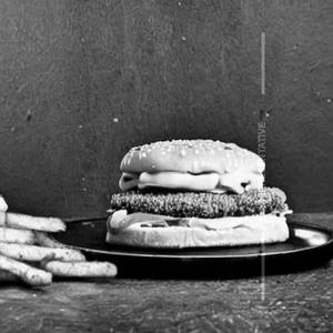 Country fried potato patty burger
