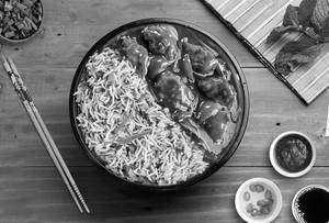 Veg Fried Rice + Chilly Chicken Gravy Bowl