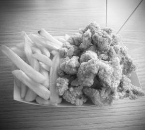 Chicken pop corn with fries