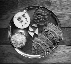 3 paneer Paratha with chole sabji and rice