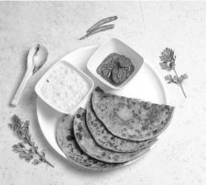 2 Desi Ghee Pyaz Paratha with Raita