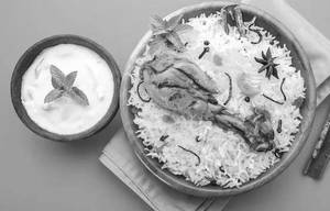 Aloo biryani + Chicken chaap