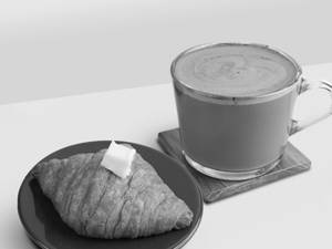 Hot Chocolate (R) + Butter Croissant