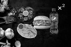 2 Veg Tandoori Momos + 2 Supper Veg Burger + 2 Salt Fries + 2 Pepsi