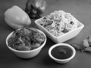 Vegetable Noodles With Gobi Manchurian