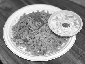 Tawa Pulav with Raitha