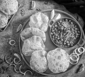 Chole Puri With Spicy Green Mirchi Achar ( Desi Ghee Prepration)