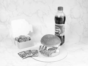 B2c Chicken Burger With Chicken Popcorn & Pepsi