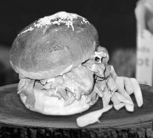 Chicken burger with extra french fries