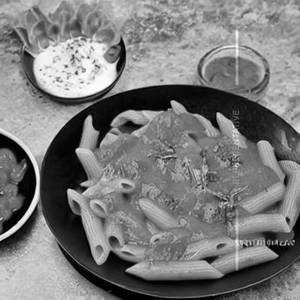 Alfredo Prawn Penne Pasta + Garlic Bread
