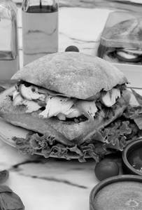 Smoked Chicken Tomato Mozzarella & Pesto Ciabatta Sandwich