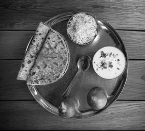 2 Onion Paratha with chole sabji and dahi
