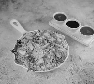 Chicken with egg jeera rice