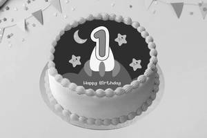 1st Birthday Photo Cake Half Kg [Eggless]
