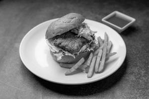 Spicy Chicken Burger With French Fries