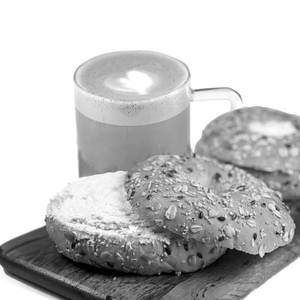 Cream Cheese Bagel With Cappuccino