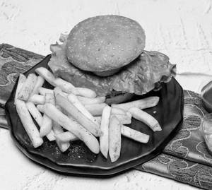 Veg Burger With Fries [Small]