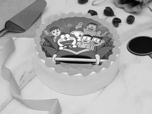 Doraemon Riding With Friends Photo Cake