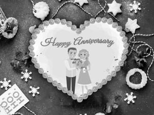Happy Anniversary Heart Shape Photo cake