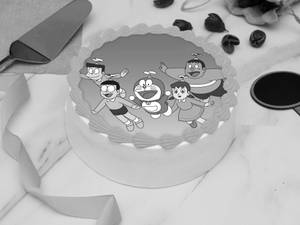 Doraemon Flying With Friends Photo Cake