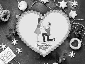 Happy Anniversary Sweet Love Heart Shape Photo Cake