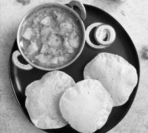 8 White Poori+ Aloo Sabji + Buttermilk