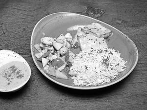 Herbed Cottage Cheese With Paprika Cream & Herb Rice