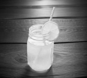 Fresh cold lemon black salt water