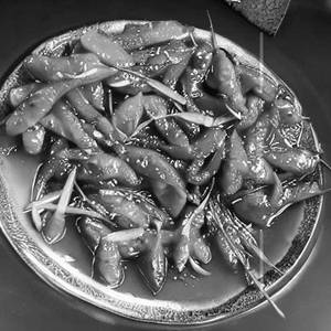 Honey chilli lotus stem