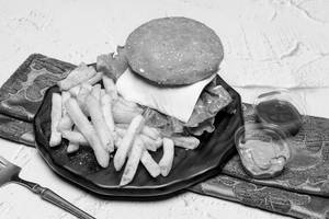 Veg Cheese Burger + Fries [Small]