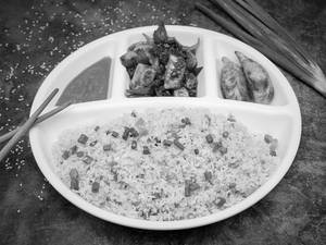 Chilli Tofu With Veg Fried Rice + Veg Fried Momo