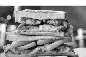 Grilled Chicken And Fries Cheese Double Decker Sandwich
