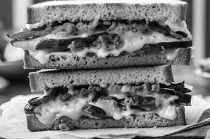 Grilled Veg Garlic And Chilli Cheese Double Decker Sandwich