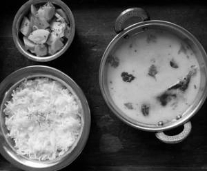 Jeera Rice With Kadhi And Buttermilk