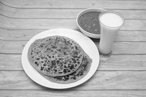 2 Aloo Paratha With Chana Masala And Lassi