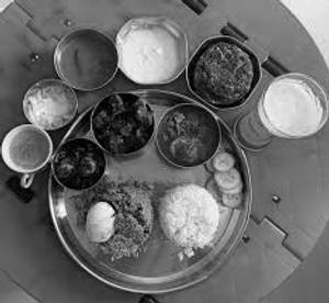 South indian non veg thali meal