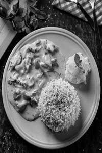 Stroganoff Chicken With Herb Rice And Mased Potato