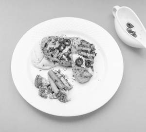 Grilled fish with capers olive sauce