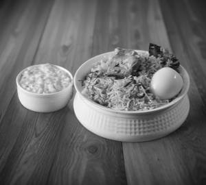 Chicken Dum Biriyani(3 Pcs Chicken+1 Boiled Egg+ Raita)