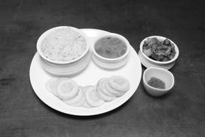 Chawal Dal With Aloo Ka Chokha