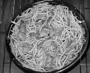 Smoke pork noodles