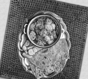 2 Kali mirch paratha with dahi aloo curry,salad