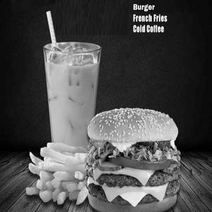 Aloo Tikki Burger+fries+cold Coffee