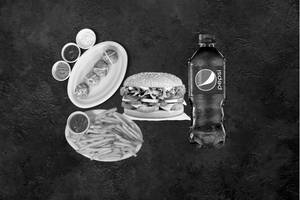 Simply Veg Momos (fried) + Super Veggie Burger + Salted Fries + Pepsi