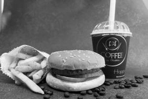 Aloo Tikki Burger + French Fries +cold Coffee(s)