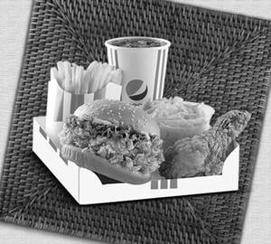 Chicken burger with fried chicken [1 piece] and soft drink [250 ml]