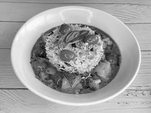 Thai Green Curry Served With Basil Fried Rice (Vegan)