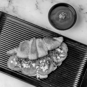 Tomato, Basil & Mozzarella Cheese Sandwich In Croissant Bread - Veg