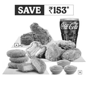 2Pc Fried Wings+4Pc Boneless+4Pc Nuggets+3 Dips+1 Coca Cola