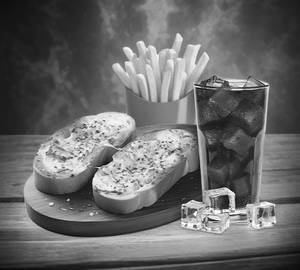 Garlic Bread [2 Pieces] + French Fries + Cold Drink